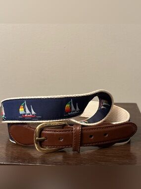 Vintage Canterbury Nautical Belt with Leather and Brass Size 40
